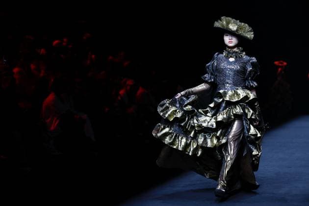 BEIJING, CHINA - MARCH 23: A model walks the runway at the Burning Star Power collection by designer Kang Ying on day 4 of China Fashion Week 2026 (Spring) at 798Â·751 PARK on March 23, 2026 in Beijing, China.  Copyright: xChinaxNewsxServicex 111630208699