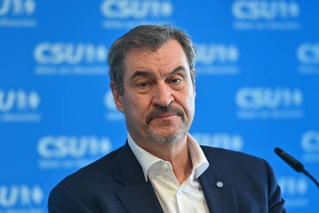 Markus SOEDER (Ministerpraesident Bayern und CSU Vorsitzender), Einzelbild,angeschnittenes Einzelmotiv,Portraet,Portrait,Porträt. Pressekonferenz im Anschluss an die Vorstandssitzung des CSU Praesidiums in der CSU Landesleitung in Muenchen am 23.03.2026 *** Markus SOEDER State Premier of Bavaria and CSU Chairman, single image, cropped single motif, portrait, portrait, portrait press conference following the board meeting of the CSU presidium at the CSU state leadership in Munich on 23 03 2026