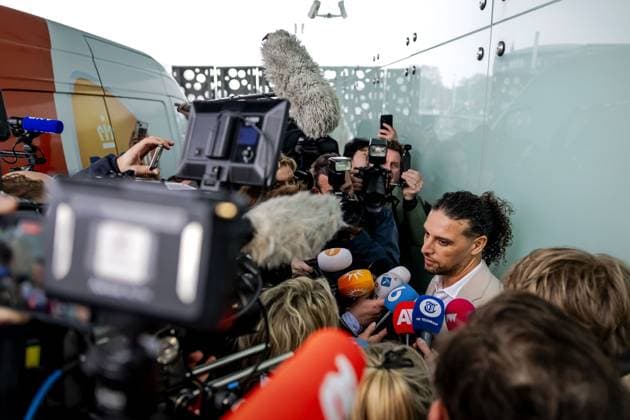AMSTERDAM - Ali B arrives at the Amsterdam Court of Appeal, where the substantive appeal in the criminal case against him is being heard. The rapper has been sentenced to a two-year prison term for rape and attempted rape. The 43-year-old rapper was acquitted by the District Court in Haarlem of two counts of sexual assault. ROBIN VAN LONKHUIJSEN ANP netherlands out - belgium out  Copyright: xx x554230405x originalFilename: 554230405.jpg