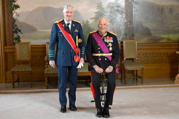 State Visit of King Philippe and Queen Mathilde to Norway (Day 1) OSLO, NORWAY - MARCH 24 : official photo in the Birds Room of King Philippe of Belgium and King Harald of Norway pictured during the official state visit in Norway of the Belgian Sovereins on March 24, 2026 in Oslo, Norway, 24 03 2026 Oslo Norway  Copyright: xDidierxLebrunx