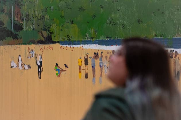 Hurvin Anderson Exhibition at Tate Britain, London, UK 24 March 2026 Works on display at the Hurvin Anderson exhibition at Tate Britain, London, UK, on 24 March 2026. The first major solo exhibition by the British painter showcases over 80 artworks spanning his 40-year career, exploring themes of belonging and diaspora through colour-drenched landscapes and interiors that move between the UK and the Caribbean., Credit:Pete Speller Avalon  Copyright: xPetexSpellerx xAvalonx 1085881084