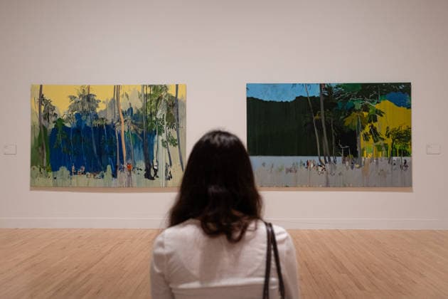 Hurvin Anderson Exhibition at Tate Britain, London, UK 24 March 2026 Works on display at the Hurvin Anderson exhibition at Tate Britain, London, UK, on 24 March 2026. The first major solo exhibition by the British painter showcases over 80 artworks spanning his 40-year career, exploring themes of belonging and diaspora through colour-drenched landscapes and interiors that move between the UK and the Caribbean., Credit:Pete Speller Avalon  Copyright: xPetexSpellerx xAvalonx 1085881125