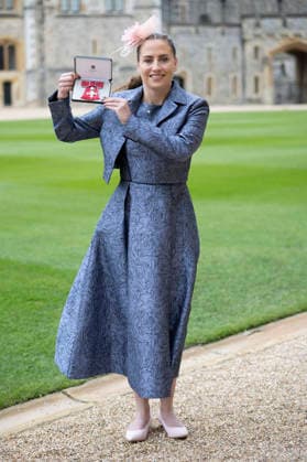 . 24 03 2026. Windsor , United Kingdom. Rugby League referee Tara Jones with her MBE after an Investiture at Windsor Castle, United Kingdom.  xStephenxLockx xi-Imagesx IIM-26659-0007