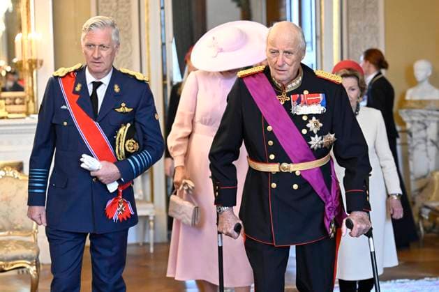 State Visit of King Philippe and Queen Mathilde to Norway (Day 1) OSLO, NORWAY - MARCH 24 : official photo in the Birds Room of Queen Mathilde of Belgium, King Philippe of Belgium, King Harald of Norway and Queen Sonja of Norway pictured during the official state visit in Norway of the Belgian Sovereins on March 24, 2026 in Oslo, Norway, 24 03 2026 Oslo Norway  Copyright: xDidierxLebrunx