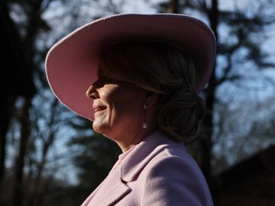 Queen Mathilde of Belgium visits the traditional Gol Stave Church at the Norsk Folkemuseum in Oslo, on the first day of the official state visit of the Belgian royal couple to Norway, on Tuesday 24 March 2026. Belgian monarchs are on an official state visit to Norway from 24 to 26 March 2026.  BENOITxDOPPAGNE 168773153