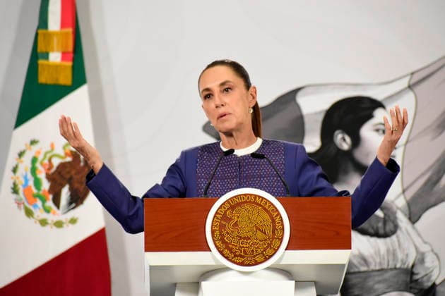 Mexico™s President Claudia Sheinbaum Holds News Conference Mexico™s President Claudia Sheinbaum Pardo speaks during a news conference about the law to prevent, punish and repair the damage in the Crime of Femicide at the National Palace. on March 24, 2026 in Mexico City, Mexico. (Photo by Luis Barron Eyepix Group) Copyright: xLuisxBarronx xEyepixxGroupx LB_24032026_179234