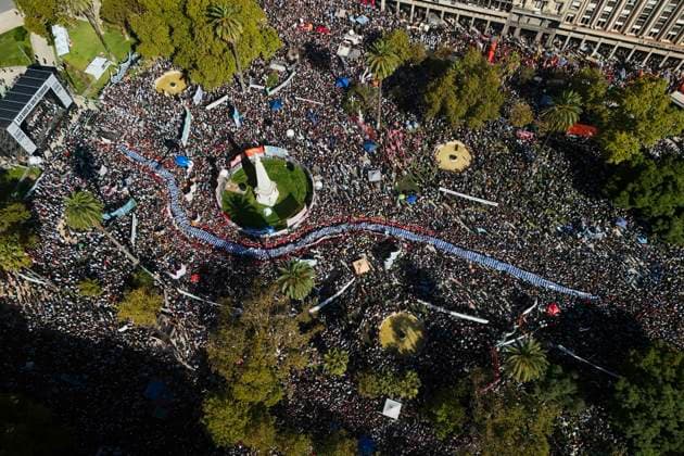 March 24, 2026, Buenos Aires, Buenos Aires, Argentina: A drone view a demonstration to mark the 50th anniversary of Argentina s 1976 military coup, at Plaza de Mayo square. Buenos Aires Argentina  - ZUMAb292 20260324_znp_b292_002 Copyright: xMatiasxBagliettox