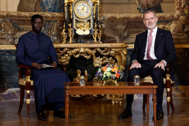 Spanish King Felipe VI and President of Senegal Bassirou Diomaye Diakhar Faye pose during their meeting at the Royal Palace on the occasion of Faye s first official visit to Spain, in Madrid, 25 March 2026. Spanish King meets President of Senegal in Madrid !ACHTUNG: NUR REDAKTIONELLE NUTZUNG!  Copyright: xChemaxMoyax GRAF8842 20260325-55019807899_1
