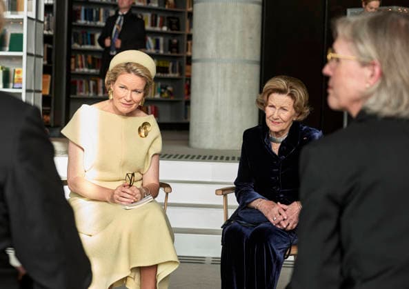 Belgian Royal Couple Visits Norway - Day 2 Queen Mathilde and King Philippe of Belgium visited An interactive seminar in the Oslo library, on enhancing children’s reading skills and Queen Sonja and Prince Haakon in Olso, Norway on March 25, 2026, during the second day of the official visit in Norway. Photo by Olivier Polet ABACAPRESS.COM Oslo Norway  Copyright: xPoletxOlivier ABACAx