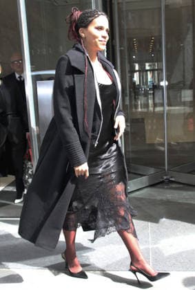NEW YORK, NY - MARCH 25: Zazie Beetz seen exiting SiriusXM Studios in New York City on March 25, 2026. Copyright: xRWx