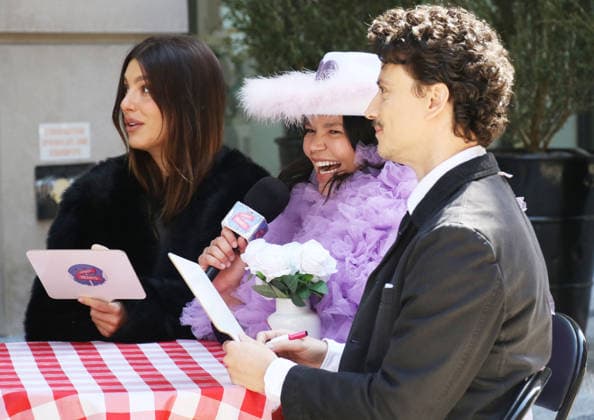 NEW YORK, NY- MARCH 25: Camila Morrone, Tiff Baira and Adam DiMarco seen taping an episode of Street Hearts In New York City on March 25, 2026. Copyright: xRWx