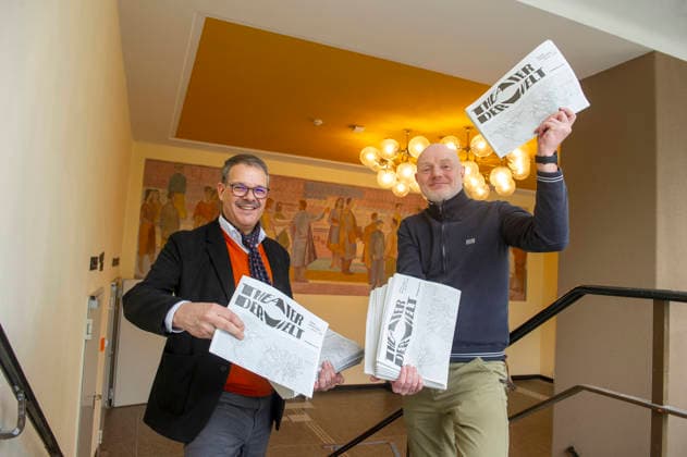 Theater der Welt 20260326 - Chemnitz: Die Festivalintenden Dr. Christoph Dittrich und Stefan Schmidtke stellten das Programm der 17. Ausgabe des Festivals Theater der Welt vor, das vom 18. Juni bis zum 5. Juli in Chemnitz stattfindet. Das von neun internationalen Kurator:innen entwickelte Programm umfasst über 30 Produktionen aus allen Kontinenten. Der Spinnbau wird eine der vor vorrangigen Spielstätten des Festivals sein.