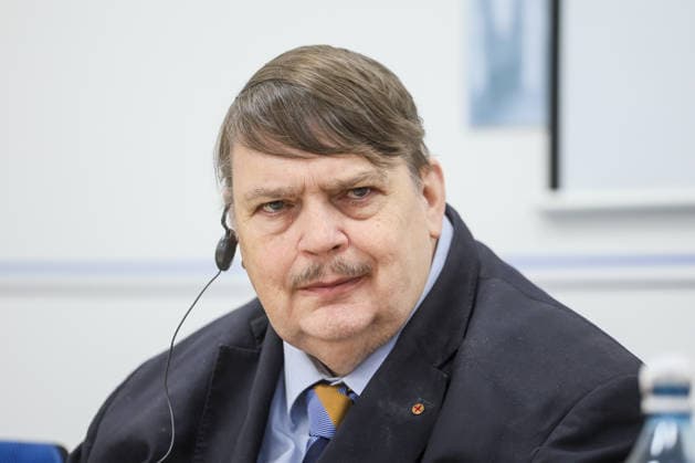 Bernd Posselt, Chairman of the Sudeten German Homeland Association (Sudetendeutsche Landsmannschaft), talks to journalists before the upcoming congress of Sudeten Germans, in Brno, Czech Republic, on March 26, 2026. (CTKxPhoto MonikaxHlavacova) CTKPhotoP2026032604361  CTKPhotoP2026032604361