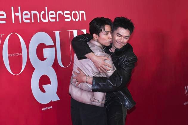 RECORD DATE NOT STATED VOGUE Hong Kong Event Anson Kong Ip Sang, a member of MIRROR, hugging Will Or Wai-lam at the event of VOGUE Hong Kong on March 26, 2026 in Hong Kong. (Photo by Kobe Li Nexpher Images) Hong Kong
