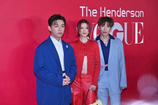 RECORD DATE NOT STATED VOGUE Hong Kong Event Left to right: Michael Cheung Tin Fu, Panther Chan Lei and Joey Hung Ka Ho, the Hong Kong singers, posing photo at the event of VOGUE Hong Kong on March 26, 2026 in Hong Kong. (Photo by Kobe Li Nexpher Images) Hong Kong
