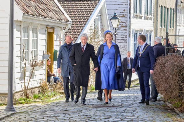 Belgian Royal Couple Visits Norway - Day 3 Queen Mathilde and King Philippe of Belgium with Prince Haakon during the Visited the old village of Stavanger in Norway on March 25, 2026, during the second day of the official visit in Norway. Photo by Olivier Polet ABACAPRESS.COM Stavanger Norway  Copyright: xPoletxOlivier ABACAx