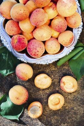 Frische Aprikosen in einer Schale, direkt aus dem Garten gepflückt Fresh apricots in bowl picked straight from the garden Copyright: imageBROKER PrzemekxKlos ibxiqx16931365.jpg ,model released, Symbolfoto ,property released