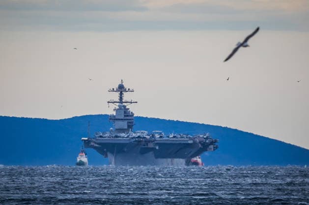 The arrival of the United States Navy aircraft carrier USS Gerald R. Ford in Split, Croatia The United States Navy aircraft carrier USS Gerald R. Ford, the world™s largest and most advanced aircraft carrier, arrived in Split, Croatia, on March 28, 2026.  ZvonimirxBarisin PIXSELL