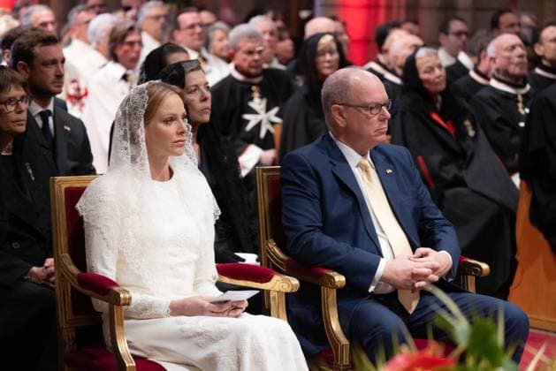 Pope Leo XIV And Royals During Mass At Cathedral of Our Lady Immaculate - Monaco Pope Leo XIV during a mass at the Cathedral of Our Lady Immaculate in Monaco, welcomed by TT.SS.HH. Prince Albert II and Princess Charlene of Monaco. On March 28, 2026 in Monaco. A Liturgy of the Hours will be celebrated at Monaco Cathedral, in the form of the Office of Sext, during which His Holiness Pope Leo XIV will deliver a homily. This celebration, presided over by the Holy Father, will bring together the clergy, the religious sisters of Monaco, and representatives of the diocese s services, movements, and associations. Photo by Olivier Huitel Pool ABACAPRESS.COM Monaco Monaco Copyright: xHuitelxOlivier Pool ABACAx