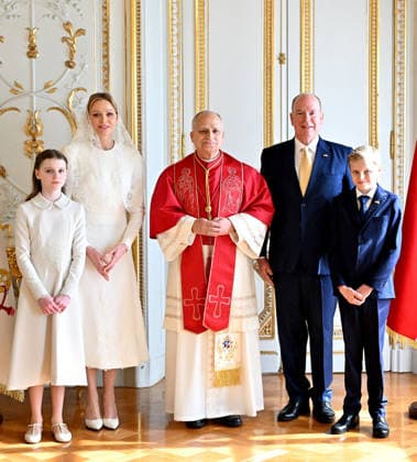 Pope Leo XIV with Prince Albert II of Monaco, Princess Charlène,Prince Jacques and Princess Gabriella Meeting at the Pricnier Palace and official photo Historic visit of Pope Leo XIV to Monaco on March 28, 2026 Bruno Bebert Dominique Jacovides Bestimage Pope Leo XIV s meeting with Prince Albert II of Monaco and Princess Charlene at the Prince s Palace Historic visit of Pope Leo XIV to Monaco on March 28, 2026 Monaco  Copyright: xDominiquexJacovidesx-xBrunoxBebertx xBestimagexDominiquexJacovidesx-xBrunoxBebertx xBestimagex