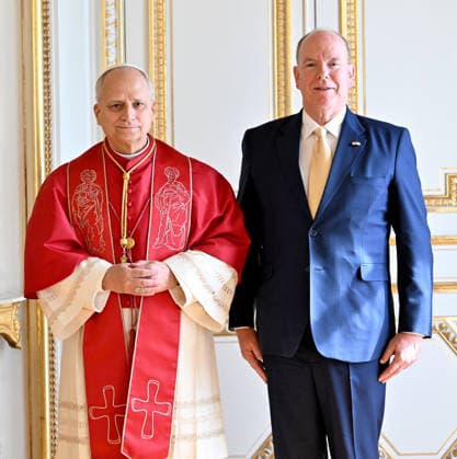 Pope Leo XIV with Prince Albert II of Monaco Meeting at the Pricnier Palace and official photo Historic visit of Pope Leo XIV to Monaco on March 28, 2026 Bruno Bebert Dominique Jacovides Bestimage Pope Leo XIV s meeting with Prince Albert II of Monaco and Princess Charlene at the Prince s Palace Historic visit of Pope Leo XIV to Monaco on March 28, 2026 Monaco  Copyright: xDominiquexJacovidesx-xBrunoxBebertx xBestimagexDominiquexJacovidesx-xBrunoxBebertx xBestimagex