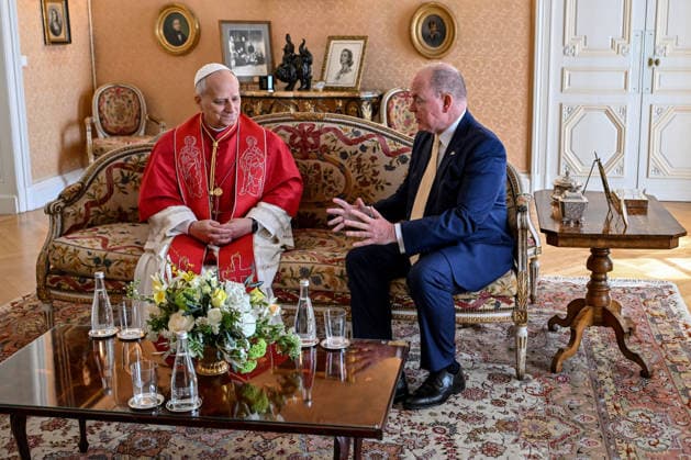 Pope Leo XIV with Prince Albert II of Monaco Meeting at the Pricnier Palace and official photo Historic visit of Pope Leo XIV to Monaco on March 28, 2026 Bruno Bebert Dominique Jacovides Bestimage Pope Leo XIV s meeting with Prince Albert II of Monaco and Princess Charlene at the Prince s Palace Historic visit of Pope Leo XIV to Monaco on March 28, 2026 Monaco  Copyright: xDominiquexJacovidesx-xBrunoxBebertx xBestimagexDominiquexJacovidesx-xBrunoxBebertx xBestimagex