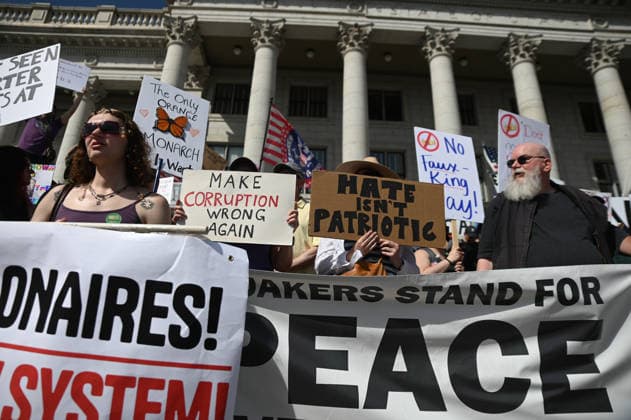 March 28, 2026, Salt Lake City, Utah, United States of America: Protesters gather in downtown Salt Lake City for the No Kings Protest. Marching through the streets the protesters ended the march at the state capitol. Salt Lake City United States of America - ZUMAk176 20260328_zip_k176_013 Copyright: xMadeleinexKellyx