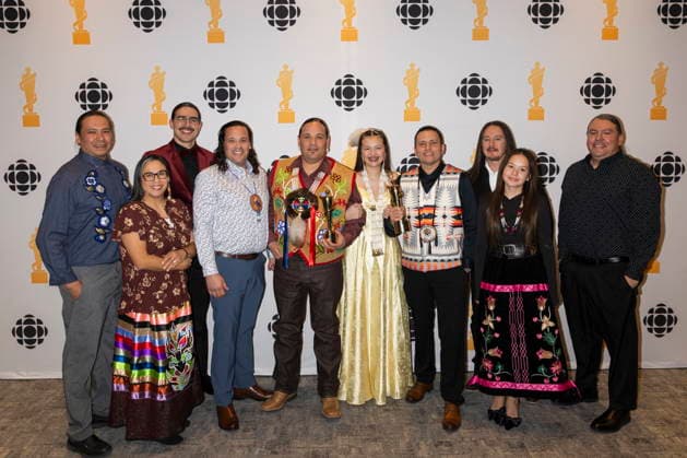 March 28, 2026, Hamilton, On, Canada: Bear Creek pose for photos after winning Traditional Indigenous Artist or Group of the Year during the 2026 Juno Awards Gala in Hamilton, Saturday, March 28, 2026. Hamilton Canada  - ZUMAc35_ 20260328_zaf_c35_231 Copyright: xNickxIwanyshynx