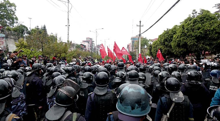 RECORD DATE NOT STATED Supporters of former Nepal Prime Minister KP Sharma Oli protesting against his arrest Kathmandu Nepal , Mar 29 (ANI): Police resort to lathi charge to disperse the supporters of former Nepal Prime Minister KP Sharma Oli protesting against his arrest, in Kathmandu on Sunday. (ANI Video Grab) Kathmandu Nepal Copyright: xANIx ANI_20260329250
