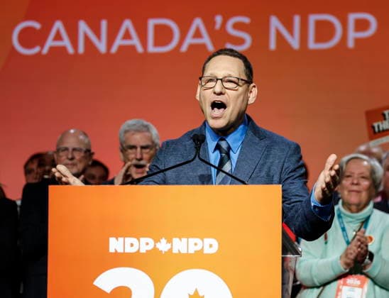 March 29, 2026, Winnipeg, Manitoba, CANADA: Avi Lewis, who was proclaimed as the new leader of the NDP, speaks at the party convention in Winnipeg Sunday, March 29, 2026. Winnipeg CANADA  - ZUMAc35_ 20260329_zaf_c35_020 Copyright: xJohnxWoodsx