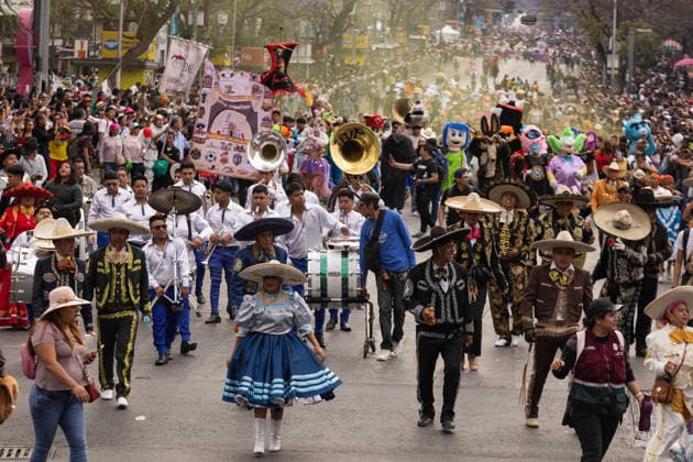 March 29, 2026, Mexico City, Mexico: Performers, dancers and musicians took part in the Third Carnival of Carnivals in Mexico City, where thousands of people followed the route from the Monument to the Revolution to the Zocalo, in a celebration defined by masks, traditional costumes and live music. Mexico City Mexico  - ZUMAl178 20260329_znp_l178_023 Copyright: xCristianxLeyvax