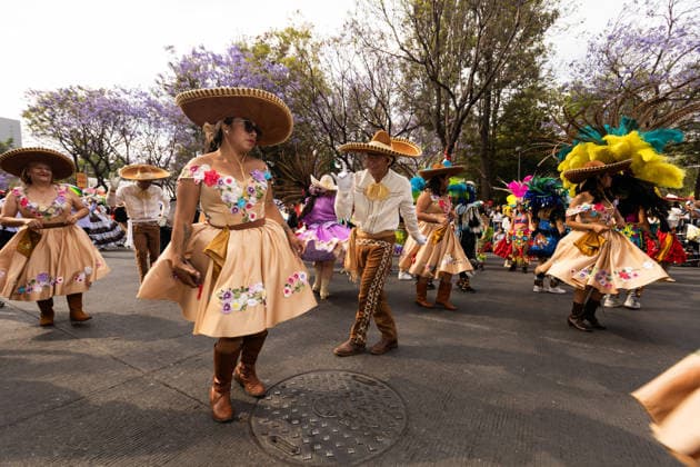 March 29, 2026, Mexico City, Mexico: Performers, dancers and musicians took part in the Third Carnival of Carnivals in Mexico City, where thousands of people followed the route from the Monument to the Revolution to the Zocalo, in a celebration defined by masks, traditional costumes and live music. Mexico City Mexico  - ZUMAl178 20260329_znp_l178_034 Copyright: xCristianxLeyvax
