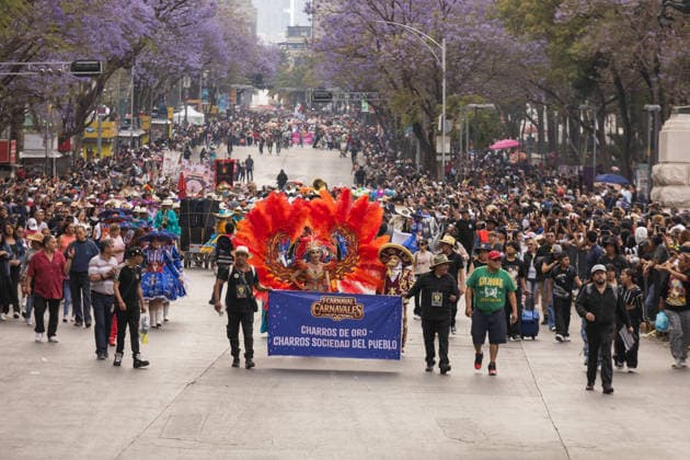 March 29, 2026, Mexico City, Mexico: Performers, dancers and musicians took part in the Third Carnival of Carnivals in Mexico City, where thousands of people followed the route from the Monument to the Revolution to the Zocalo, in a celebration defined by masks, traditional costumes and live music. Mexico City Mexico - ZUMAl178 20260329_znp_l178_021 Copyright: xCristianxLeyvax
