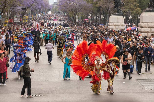 March 29, 2026, Mexico City, Mexico: Performers, dancers and musicians took part in the Third Carnival of Carnivals in Mexico City, where thousands of people followed the route from the Monument to the Revolution to the Zocalo, in a celebration defined by masks, traditional costumes and live music. Mexico City Mexico - ZUMAl178 20260329_znp_l178_022 Copyright: xCristianxLeyvax