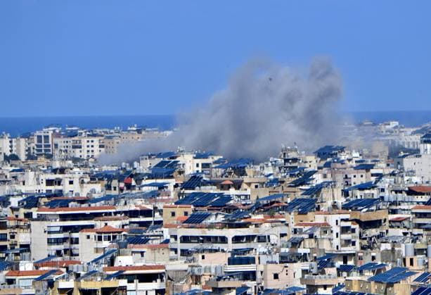 Israeli army carried out airstrike in the Dahieh area of Beirut BEIRUT, LEBANON - MARCH 30: Smoke rises among the residential buildings following the Israeli airstrikes on the Dahieh area in the south of Beirut, Lebanon on March 30, 2026. Houssam Shbaro Anadolu Beirut Lebanon. Editorial use only. Please get in touch for any other usage.  Copyright: x2026xAnadoluxHoussamxShbarox
