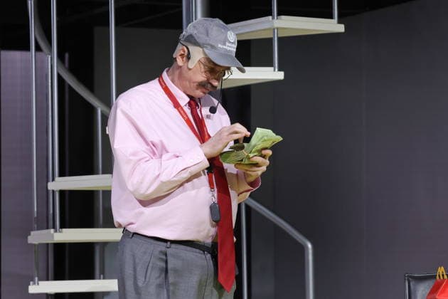 30.03.2026, Lars Eidinger als Harpagon in Der Geizige, Schaubuehne am Lehniner Platz, Berlin, Premiere am 02.04.2026, Regie Thomas Ostermeier, Berlin Deutschland, Germany