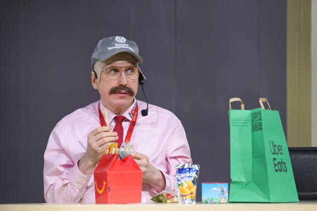 30.03.2026, Lars Eidinger als Harpagon in Der Geizige, Schaubuehne am Lehniner Platz, Berlin, Premiere am 02.04.2026, Regie Thomas Ostermeier, Berlin Deutschland, Germany