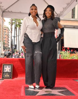 Singer, songwriter and actress Brandy (R) is joined by her daughter Sy rai Smith during an unveiling ceremony honoring her with the 2,839th star on the Hollywood Walk of Fame in Los Angeles on Monday, March 30, 2026.  LAP2026033014 JIMxRUYMEN