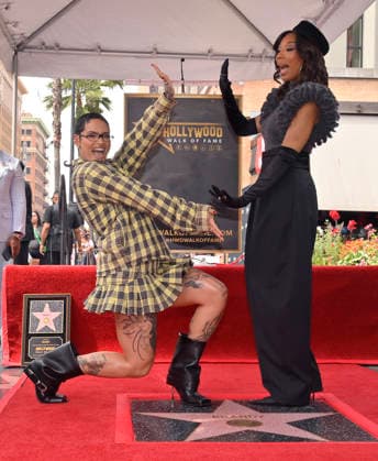 Singer, songwriter and actress Brandy (R) is joined by Kehlani during an unveiling ceremony honoring her with the 2,839th star on the Hollywood Walk of Fame in Los Angeles on Monday, March 30, 2026.  LAP2026033016 JIMxRUYMEN