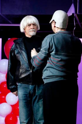 Axel Wandtke und Lars Eidinger bei der Fotoprobe zum Theaterstück Der Geizige in der Schaubühne. Berlin, 30.03.2026