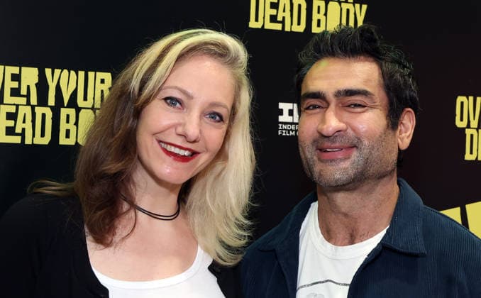Los Angeles CA March 30: Emily V. Gordon, Kumail Nanjiani, at the Los Angeles Premiere Of Over Your Dead Body at Vidiots in Los Angeles on March 3, 2026- Credit: Faye AdMedia Los Angeles USA - ZUMAa123 20260330_zaa_a123_138 Copyright: xADx