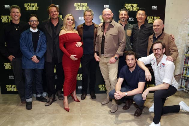 Los Angeles CA March 30: Jorma Taccone, Jason Segel,S amara Weaving, Timothy Olyphant, Keith Jardine, Brian Mcelhaney, Nick Kocher, Jeremy Cohen at the Los Angeles Premiere Of Over Your Dead Body at Vidiots in Los Angeles on March 3, 2026- Credit: Faye AdMedia Los Angeles USA - ZUMAa123 20260330_zaa_a123_211 Copyright: xADx