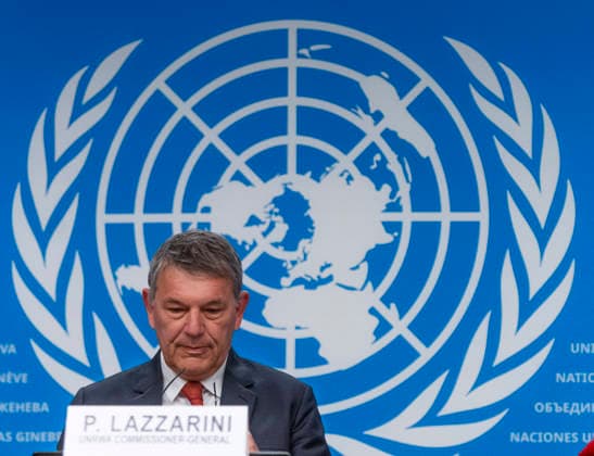 March 31, 2026, Geneva, Geneva, Switzerland: Geneva Switzerland, 03 31 2026: Press conference on UNRWA Press Conference regarding human rights in the Gaza Strip was chaired by PHILIPPE LAZZARINI who is commissioner general of UNRWA (United Nations Relief and Works Agency for Palestine Refugees in the Near East) and took place at United Nations of Geneva in Geneva. Geneva Switzerland  - ZUMAd206 20260331_zip_d206_013 Copyright: xEricxDubostx