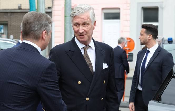 King Philippe - Filip of Belgium leaves after a roundtable discussion on the socioeconomic revitalization of the Centre region (Region du Centre), in La Louviere, Tuesday 31 March 2026.  VIRGINIExLEFOUR 169400871