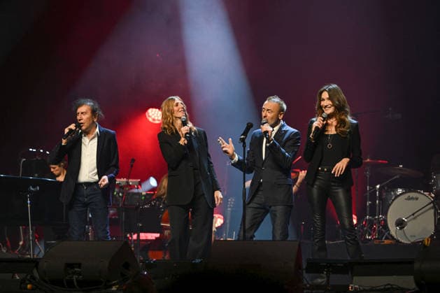 Gala 2026 of the Alzheimer s Research Foundation- Paris Pierre Souchon, Sandrine Kiberlain, Pierre Souchon, Carla Bruni during the Alzheimer s Research Foundation Two Generations Sing for The Third Gala at the l Olympia in Paris, France on March 30, 2026. Photo by Christophe Meng ABACAPRESS.COM Paris France  Copyright: xMengxChristophe ABACAx