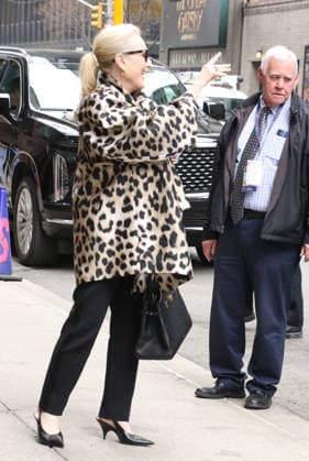 NEW YORK, NY- APRIL 1: Meryl Streep seen at The Late Show with Stephen Colbert on April 1, 2026. Copyright: xRWx