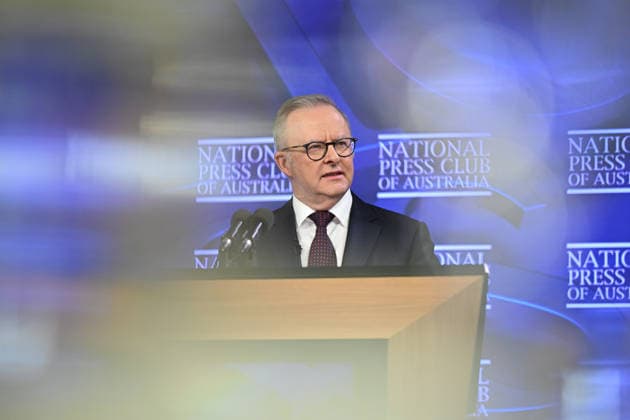 ANTHONY ALBANESE PRESS CLUB, Australian Prime Minister Anthony Albanese delivers an address to National Press Club in Canberra, Thursday, April 2, 2026. ( NO ARCHIVING CANBERRA AUSTRALIAN CAPITAL TERRITORY AUSTRALIA  Copyright: xLUKASxCOCHx 20260402114317227069