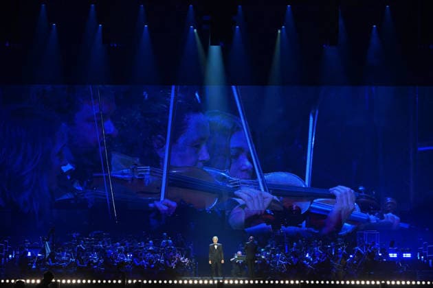 Andrea Bocelli And Andrea Lykke Oehlenschlæger In Concert - Paris Andrea Bocelli performs at the Accor Arena in Paris, France on April 1, 2026. Photo by Christophe Meng ABACAPRESS.COM Paris France  Copyright: xMengxChristophe ABACAx