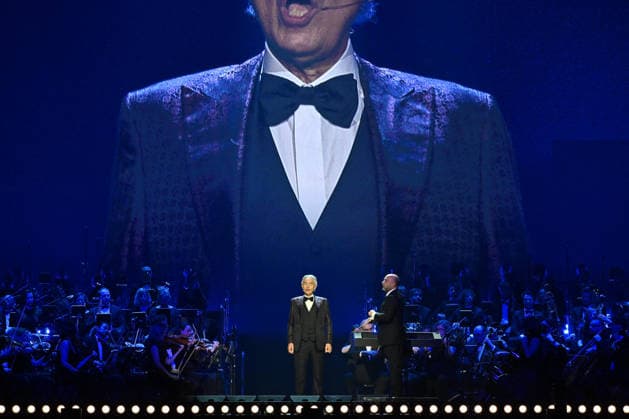 Andrea Bocelli And Andrea Lykke Oehlenschlæger In Concert - Paris Andrea Bocelli performs at the Accor Arena in Paris, France on April 1, 2026. Photo by Christophe Meng ABACAPRESS.COM Paris France  Copyright: xMengxChristophe ABACAx