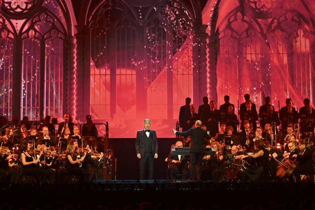 Andrea Bocelli And Andrea Lykke Oehlenschlæger In Concert - Paris Andrea Bocelli performs at the Accor Arena in Paris, France on April 1, 2026. Photo by Christophe Meng ABACAPRESS.COM Paris France  Copyright: xMengxChristophe ABACAx